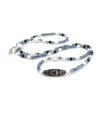 Bodhi Dzi with White Shell & Black Onyx Necklace