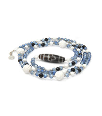 Bodhi Dzi with White Shell & Black Onyx Necklace