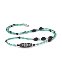 5 Eyed Thunder and Lighting Dzi with Black Onyx Necklace