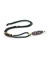 Tortoise Shell Dzi with Dark Green String Necklace