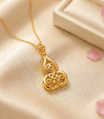 Gift of Gold - Wu Lou with Coin and Mystic Knot Pendant