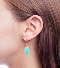 Turquoise Drop Earrings with “Hum” Seed Syllable