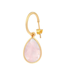 Rose Quartz Drop Earrings with “Hum” Seed Syllable