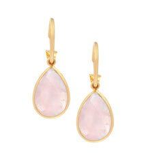 Rose Quartz Drop Earrings with “Hum” Seed Syllable