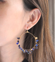 Lapis Lazuri Crystal Hoop Earring