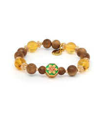 Agarwood & Citrine Bracelet with "Om Mani Padme Hum" Charm