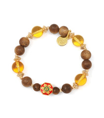 Agarwood & Citrine Bracelet with "Om Mani Padme Hum" Charm