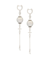 Grey Pearl Tassel Earrings with "HUM"