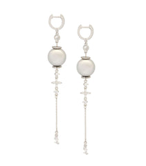 Grey Pearl Tassel Earrings with "HUM"