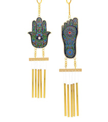 Hamsa Hand and Buddha Foot Windchimes