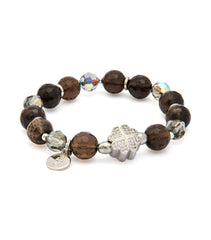 Smoky Quartz Faceted with Four Clover Leaf Bracelet