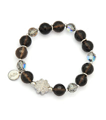 Smoky Quartz Faceted with Four Clover Leaf Bracelet