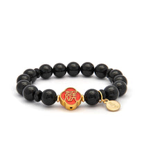 Black Onyx Bracelet with Monkey