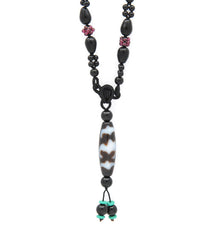 5 bats Dzi with Black Onyx Necklace