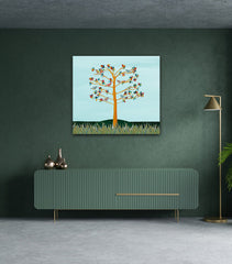 9 Birds in a Rainbow Tree (Blue Sky)