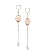 Pink Pearl Tassel Earrings with "AH"