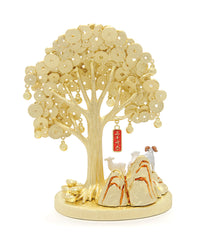 Golden Money Tree with 3 Sheep