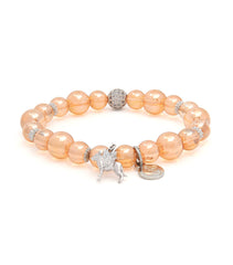 Sky Dog Charm Bracelet with Golden Glowing Mermaid Glass Beads