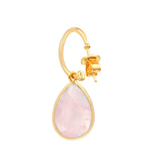 Rose Quartz Drop Earrings with “Hum” Seed Syllable