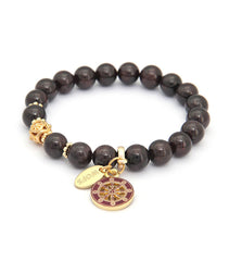 Garnet with Dharmachakra Bracelet
