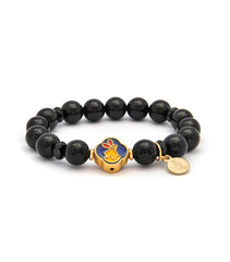 Black Onyx Bracelet with Rabbit