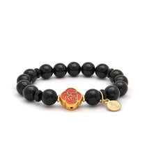 Black Onyx Bracelet with Dog