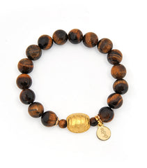 Tiger's Eye with Gold Tortoise Shell  (财 Wealth)
